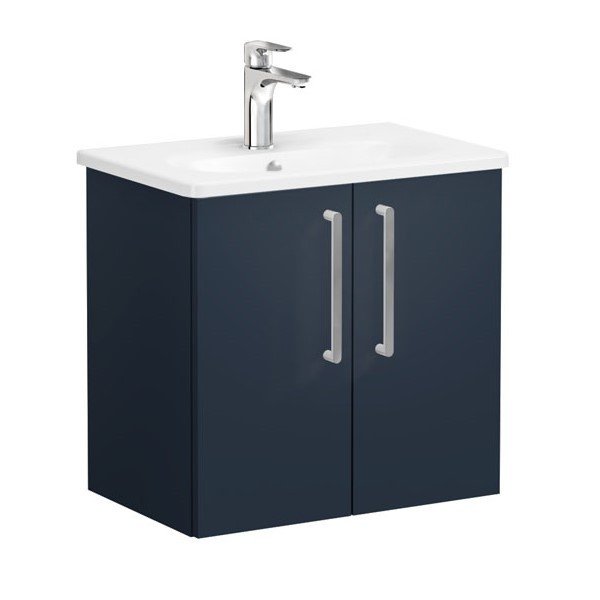 Vitra Root 68080 Lavabo Dolabı, Kapaklı, 60 Cm, Dar, Mat Lacivert, Yuvarlak Lavabolu