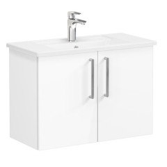 Vitra Root 66402 Lavabo Dolabı, Kapaklı, 80 Cm, Dar, Parlak Beyaz, Köşeli Lavabolu