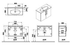 Vitra Root 66407 Lavabo Dolabı, Kapaklı, 80 Cm, Dar, Parlak İnci Grisi, Yuvarlak Lavabolu