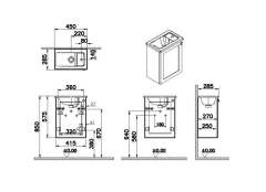 Vitra Root Classic 68606 Lavabo Dolabı, Kapaklı, 45 Cm, Kompakt, Sağdan Armatür Delikli, Mat Fiyord Yeşili, Köşeli Lavabolu, Sol