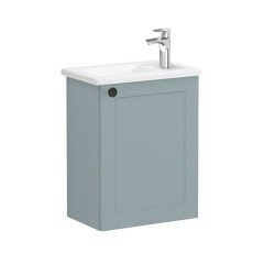 Vitra Root Classic 68613 Lavabo Dolabı, Kapaklı, 45 Cm, Kompakt, Sağdan Armatür Delikli, Mat Fiyord Yeşili, Köşeli Lavabolu, Sağ