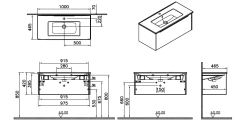 Vitra Integra Square 80148 Lavabo Dolabı 100cm M.Beyaz