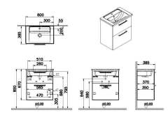 Vitra Root 68097 Lavabo Dolabı, Çift Çekmeceli, Dar, 60 Cm, Doğal Meşe, Köşeli Lavabolu
