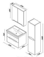 Lineart Parla 65cm Lavabo Dolabı +Dolaplı Ayna