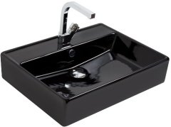 Smanni Kastra Çanak Lavabo Tezgah Üstü Siyah 60x46