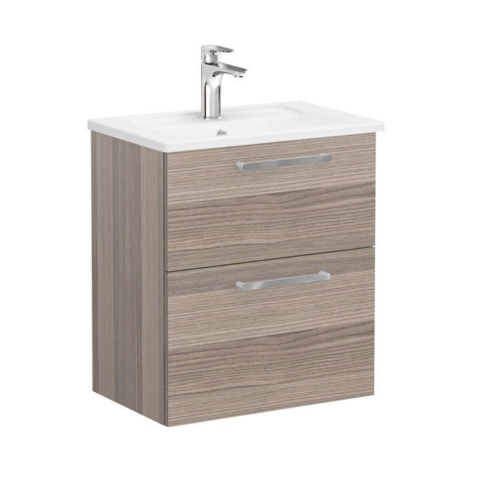 Vitra Root 68099 Lavabo Dolabı, Çift Çekmeceli, Dar, 60 Cm, Cordoba, Köşeli Lavabolu