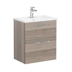 Vitra Root 68099 Lavabo Dolabı, Çift Çekmeceli, Dar, 60 Cm, Cordoba, Köşeli Lavabolu