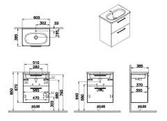 Vitra Root 68101 Lavabo Dolabı, Çift Çekmeceli, Dar, 60 Cm, Parlak İnci Grisi, Yuvarlak Lavabolu