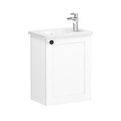 Vitra Root Classic 68624 Lavabo Dolabı, Kapaklı, 45 Cm, Kompakt, Sağdan Armatür Delikli, Mat Beyaz, Yuvarlak Lavabolu, Sağ