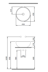 Bocchi 1119-001-0125 Venezia Çanak Lavabo 45 cm Parlak Beyaz