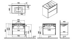 Vitra Integra Square 80214 Lavabo Dolabı 80cm Kırmızı