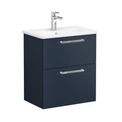 Vitra Root 68106 Lavabo Dolabı, Çift Çekmeceli, Dar, 60 Cm, Mat Lacivert, Yuvarlak Lavabolu