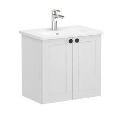 Vitra Root Classic 68639 Lavabo Dolabı, Kapaklı, 60 Cm, Dar, Mat Açık Gri, Yuvarlak Lavabolu