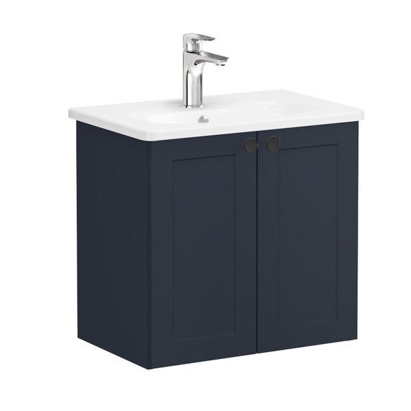 Vitra Root Classic 68643 Lavabo Dolabı, Kapaklı, 60 Cm, Dar, Mat Lacivert, Yuvarlak Lavabolu
