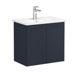Vitra Root Classic 68643 Lavabo Dolabı, Kapaklı, 60 Cm, Dar, Mat Lacivert, Yuvarlak Lavabolu