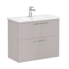 Vitra Root 68123 Lavabo Dolabı, Çift Çekmeceli, Dar, 80 Cm, Parlak Sahra Beji, Yuvarlak Lavabolu