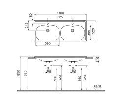 Vitra 7244b476-0001 Equal Etajerli Lavabo 130 Cm Mat Gri