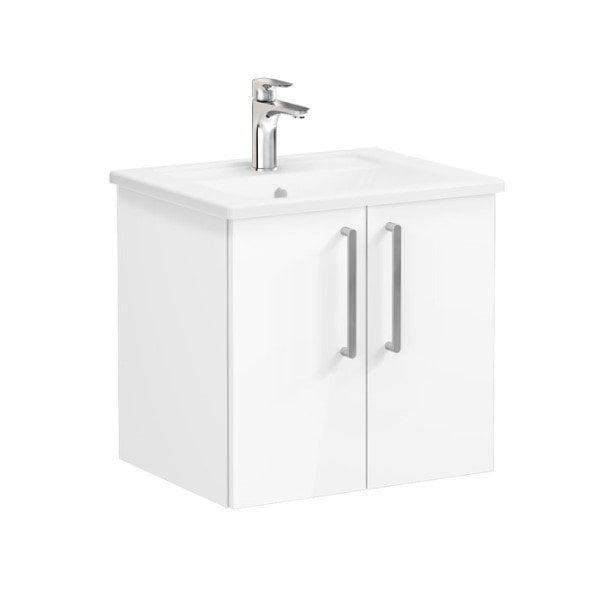 Vitra Root 66354 Lavabo Dolabı, Kapaklı, 60 cm, Parlak Beyaz, Köşeli Lavabolu