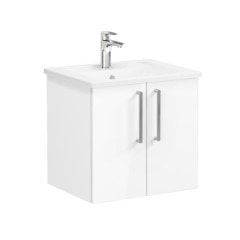 Vitra Root 66354 Lavabo Dolabı, Kapaklı, 60 cm, Parlak Beyaz, Köşeli Lavabolu
