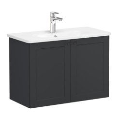 Vitra Root Classic 68656 Lavabo Dolabı, Kapaklı, 80 Cm, Dar, Mat Grafit, Yuvarlak Lavabolu