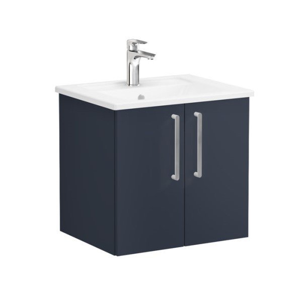 Vitra Root 68132 Lavabo Dolabı, Kapaklı, 60 cm, Mat Lacivert, Köşeli Lavabolu