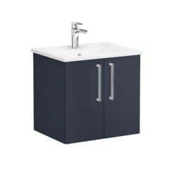 Vitra Root 68132 Lavabo Dolabı, Kapaklı, 60 cm, Mat Lacivert, Köşeli Lavabolu