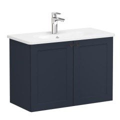 Vitra Root Classic 68657 Lavabo Dolabı, Kapaklı, 80 Cm, Dar, Mat Lacivert, Yuvarlak Lavabolu