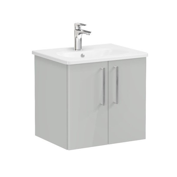 Vitra Root 66359 Lavabo Dolabı, Kapaklı, 60 cm, Parlak İnci Grisi, Yuvarlak Lavabolu