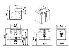 Vitra Root 66353 Lavabo Dolabı, Kapaklı, 60 cm, Parlak Antrasit, Yuvarlak Lavabolu