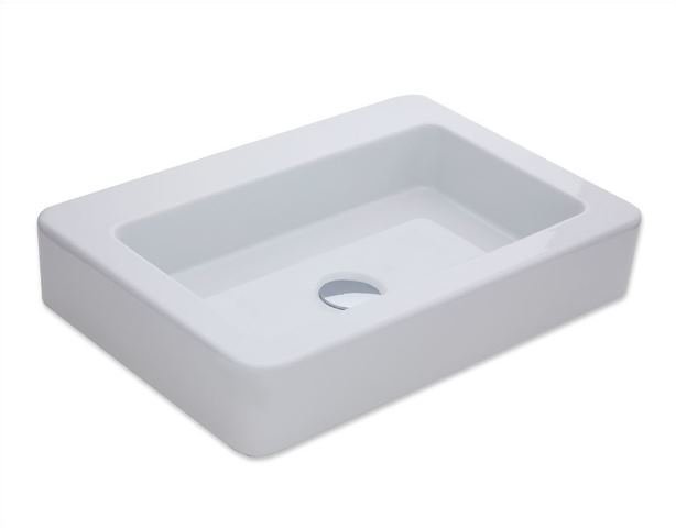 Smanni Skat Tezgah Üstü Lavabo 59x41 cm Parlak Beyaz