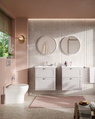 Vitra Root Classic 68668 Lavabo Dolabı, Çift Çekmeceli, 60 Cm, Dar, Mat Gri, Yuvarlak Lavabolu