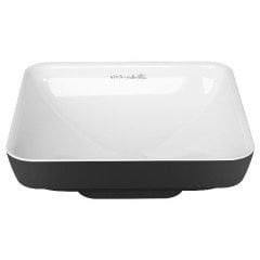 Vitra 4441b497-1747 Water Jewels Kare Çanak Lavabo 40 Cm Beyaz-Siyah