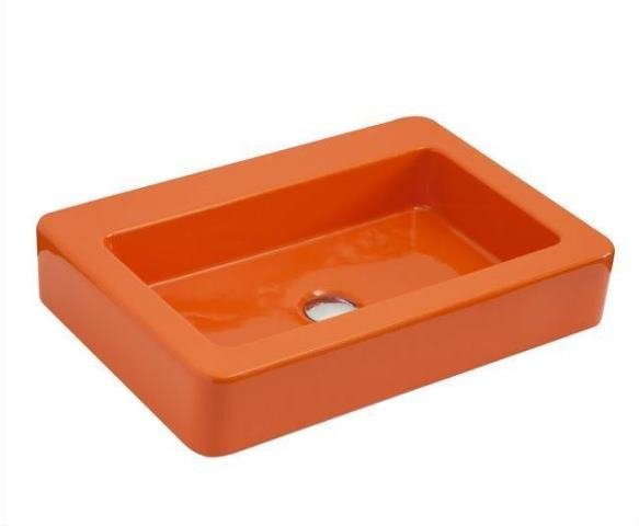 Smanni Skat Tezgah Üstü Lavabo 59x41 cm Parlak Turuncu