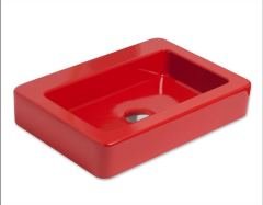 Smanni Skat Tezgah Üstü Lavabo 59x41 cm Parlak Kırmızı