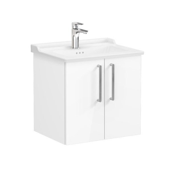 Vitra Root 68138 Lavabo Dolabı, Kapaklı, 60 cm, Parlak Beyaz, Klasik Lavabolu