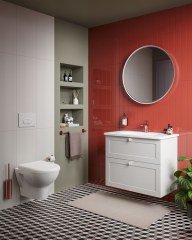 Vitra Root Classic 68678 Lavabo Dolabı, Çift Çekmeceli, 80 Cm, Dar, Mat Lacivert, Köşeli Lavabolu