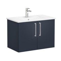 Vitra Root 68150 Lavabo Dolabı, Kapaklı, 80 cm, Mat Lacivert, Köşeli Lavabolu