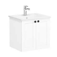 Vitra Root Classic 68687 Lavabo Dolabı, Kapaklı, 60 Cm, Mat Beyaz, Köşeli Lavabolu