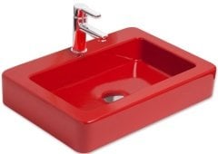 Smanni Skat BD Çanak Lavabo Tezgah Üstü Kırmızı 59x41