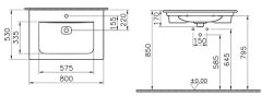 Vitra 7538B003-0001 Metropole Etajerli Lavabo 80 Cm Beyaz