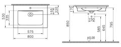 Vitra 7538B001-0001 Metropole Etajerli Lavabo 80 Cm M.Beyaz
