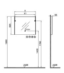 Vitra Prime Düz Ayna 80 cm Buğu Önleyici 67011