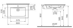 Vitra 7538B020-0001 Metropole Etajerli Lavabo 80 Cm M.Bej