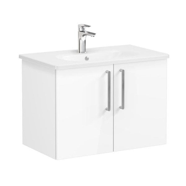 Vitra Root 66391 Lavabo Dolabı, Kapaklı, 80 cm, Parlak Beyaz, Yuvarlak Lavabolu