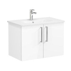 Vitra Root 66391 Lavabo Dolabı, Kapaklı, 80 cm, Parlak Beyaz, Yuvarlak Lavabolu