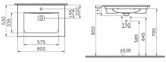 Vitra 7538B076-0001 Metropole Etajerli Lavabo 80 Cm M.Taş Gri
