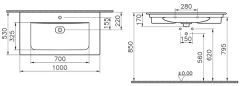 Vitra 7539B020-0001 Metropole Etajerli Lavabo 100 Cm M.Bej
