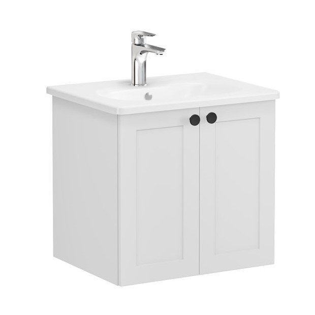 Vitra Root Classic 68695 Lavabo Dolabı, Kapaklı, 60 Cm, Mat Açık Gri, Yuvarlak Lavabolu