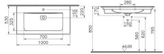 Vitra 7539B076-0001 Metropole Etajerli Lavabo 100 Cm M.Taş Gri