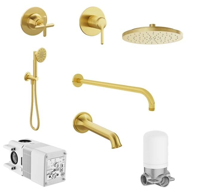 Vitra Origin Class.Duş Seti, Fırçalı Altın A4933025